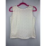 Joan Rivers  Womens Polka Dot Sleeveless Top Small White & Beige Photo 3
