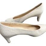 Stuart Weitzman  Women’s Chic Classic Linen Round Toe Pumps in Oatmeal Size 7.5 Photo 6