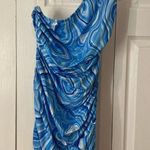 SheIn Marble Print One Shoulder Drawstring Dress Photo 3