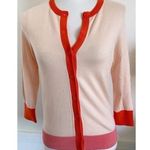 Loft • Coral Red Colorblock Cardigan Photo 0