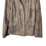 Chico's  Moto Jacket Womens‎ Size 4/6 Brown Distressed Faux Suede Lace-Up Cuffs Photo 2