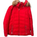 BOGNER Down Ski Jacket Fur Hood Red Sz 8 Photo 0