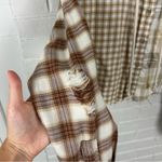 American Eagle  Neutral Plaid Cropped Hoodie Shirt Size XXS Photo 5