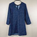 Gap  Swing Shift Dress Womens Size S Blue Dots Print‎ V Neck 3/4 Sleeve Oversized Photo 14