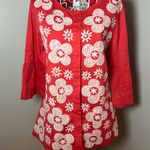 Almatrichi Madrid Spain Embroidered Flowers Balloon Sleeve Blouse/Jacket Sz 40/8 Orange Photo 0