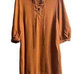 Who What Wear Burnt Orange Puffy Sleeves Oversized Dress with Pockets Photo 5