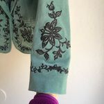 Karen Kane Turquoise Blue Green Velvet Jacket Embroidery Detail Size 6 western Photo 3