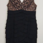 Jessica Howard Black Lace Overlay Tiered Sheath Dress Women 14P Special Occasion Photo 0