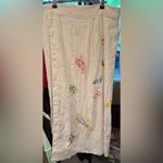 Anthropologie NWT Maeve Embellished Linen Wrap Midi Skirt - neutral motif - 10 Photo 9