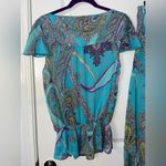 Sunny Leigh Vintage Y2K Blue Paisley Print Handkerchief Skirt and Top Set Sz Med Photo 7