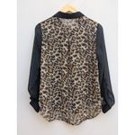 Edge Blouse Women's Cheetah Animal Print Translucent Roll Sleeve Black Size Large Photo 4