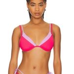Lā Space Bikini Top Womens Medium Pink Fused Zendaya Color Block Barbiecore NWT Photo 0