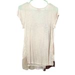 One September Size Small Shirt White Geometric Flowy‎ Pleated Short Sleeve Photo 1