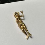 Biblical Eve With An Apple Forbidden Fruit Brooch Pin Gold Tone Religious Figure Photo 3