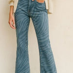 Free People We The Free Zebra Print Low Rise Flare Leg Jeans Blue Size 26 Photo 0