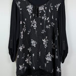 Rose + Olive  Top Women's 1X Plus Black White Lace Floral‎ V-Neck 3/4 Sleeve Boho Photo 0