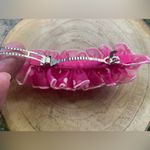 Vintage pink polka dot chiffon ruffle spring clip hair bow Photo 5