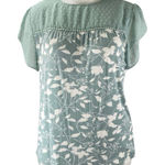 Daniel Rainn Green White Floral Short Flutter Sleeve Tassels Blouse Tops Size XL Photo 0