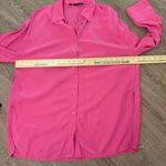ZARA Women’s Button-Down Shirt Tunic XS Pink Long Sleeve Tencel Barbiecore Photo 9