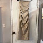 ZARA Viral Strapless Faux Leather Dress Cream Minimalist Midi Blogger Fave Sexy Photo 4