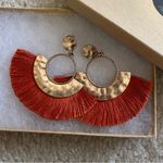 Lovisa Shiny Gold Circle Fringe Drop Earrings Burnt Orange Photo 3