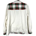Crown & Ivy  women's ivory fleece pullover - holiday plaid trim - Size XXL Photo 1