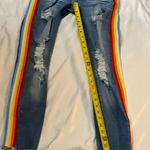 Machine Pour Neuf Mode Rainbow Distressed Denim Jean PRIDE 5/28 Red Photo 7