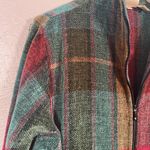 Chico's  Women 3 L Blue Red Orange Plaid Chenille Woven Jacket Zip Front Pockets Photo 4