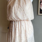 AQUA  Blush Pink Gold Metallic Halter Neck Party Dress Ruffle Hem Whimsical Photo 0