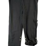 Spirit Vintage Cargo Capri Pants Womens S Black Linen Roll Tab Hem Y2K Coastal Photo 1