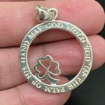 925 LA Sterling Silver Openwork Four Leaf Clover God Inspirational Pendant 5g Photo 8