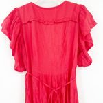 ELF Bali Made By Hand Carmen‎ Red Ruffle Wrap Vacation Party Maxi Dress Size S Photo 8