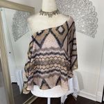 Wet Seal  Boho Cream Tan Brown Crochet Knit Bat Sleeve Shawl Top OS Photo 1