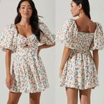 ASTR  the Label White Floral Serilda Cutout Puff Sleeve Mini Dress Cottage Sz XS Photo 1