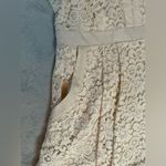 Free People  Lace V-neck Mini Back Cut Out Pleats Short Cream Dress Medium Photo 2