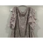 Mac Duggal  10690 Lavender Sequin Chiffon Midi Dress High Neck Flutter Sz 10 Photo 4