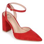 Journee Collection Women's Tyyra Ankle Strap Block Heel Pumps- Red- Size 10 Photo 0