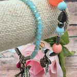 Lot of 2 PLUNDER Beaded Charm Bracelets Bird Heart Antique Gold Tone Boho Hippie Blue Photo 0