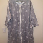 Croft & Barrow  Zip Front Lounge Sleep Dress Gray Floral Size L NWT Photo 0