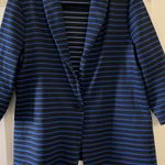Susan Lawrence Black and blue striped career blazer size XL Photo 3