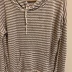 t/o Sweaters Hooded Lightweight Sweater Striped Nautical Tan Size L Photo 1