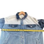 Boutique Women’s S Patch Together Denim Trucker Jacket Blue Acid Wash Oversized Photo 11