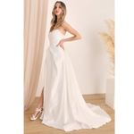 Lulus  Lifetime of Love White Satin Strapless A-Line Gown Bridal Dress Bride 6 Photo 4