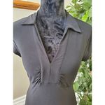 Old Navy Women's Solid Black Polyester Collared Short Sleeve Knee Length Dress S Photo 4