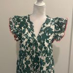 THML Green and Ivory Cotton Floral Flutter Sleeve Dress Sz M Photo 1