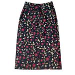 Christopher & Banks Christopher & BanksL Midi Skirt Women’s Size 6 Red BrownFloral Pattern On Black Photo 1