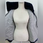 Women's Quilted Navy Puffer Jacket with faux fur winter Blue Size L Photo 6