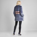 Shrimps Frederica Blue Pink Black Striped Colorblock Agnes Faux Fur Long Coat Size 10 Photo 4