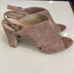 Via Spiga Amya Pink Beige Suede Chunky Heel Slingback Sandals 10 Photo 3