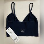 Alo Yoga NWT Cashmere Jet Set Bra Navy Blue Size S Super Soft Deep V Neckline Photo 4